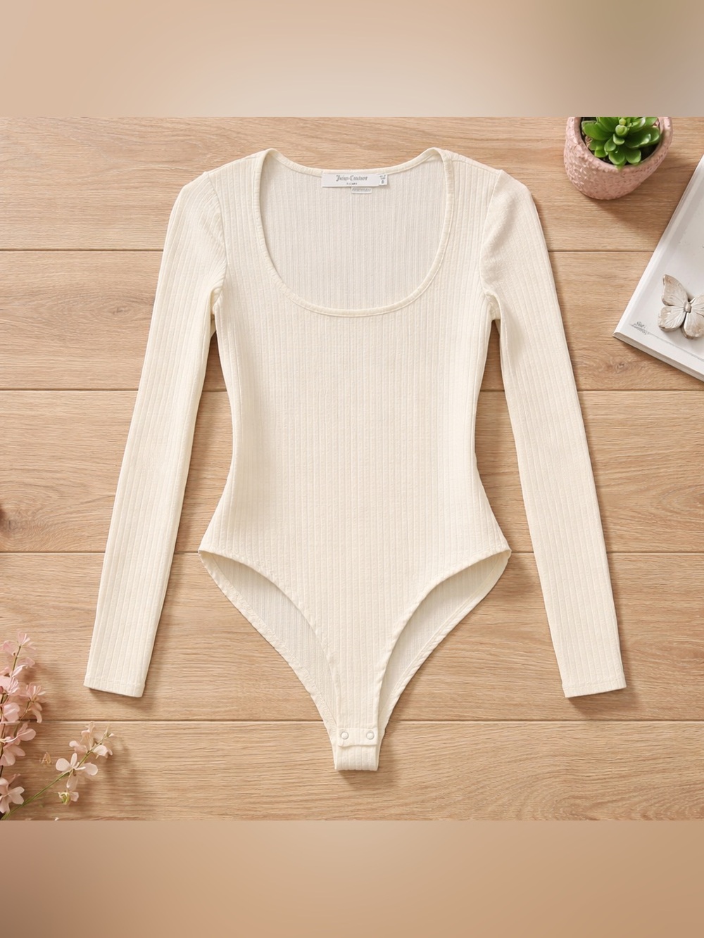 Juicy Couture Ribbed Long Sleeve Bodysuit - Size XS CA07043